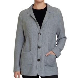 Selection 100% Cotton Textured Knit Blazer Cardigan Light Gray Women’s M NWT